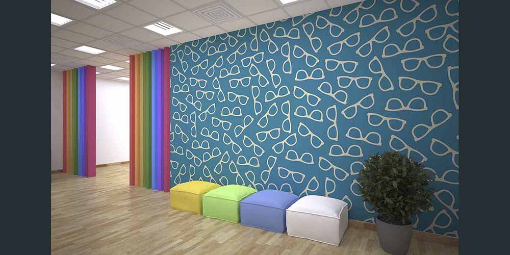 Turkuaz Gözlük Çerçevesi Desenli Duvar Kağıdı 2625