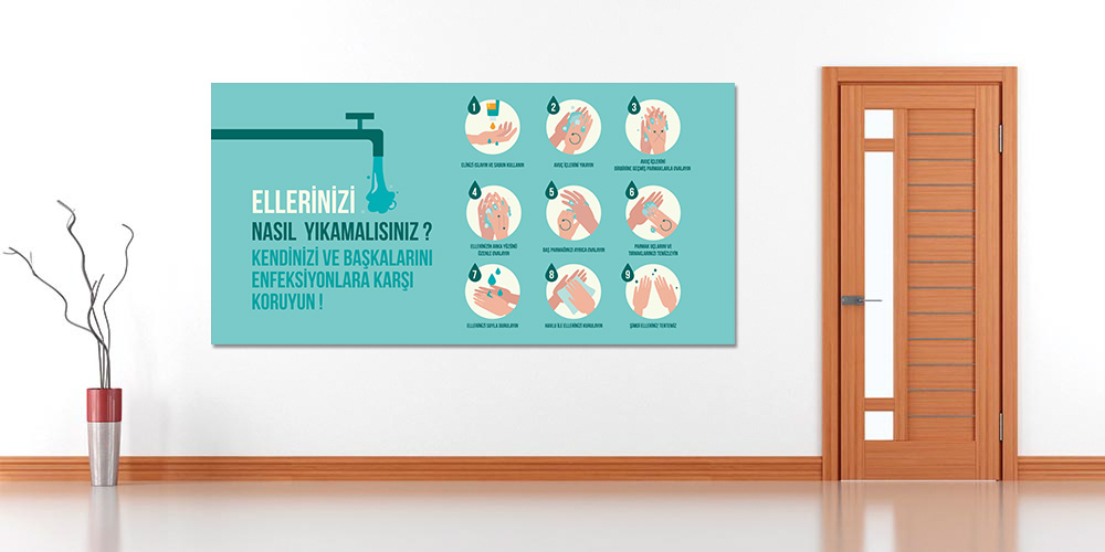 El Yıkama Adımları Bilgilendirme Panosu 4062