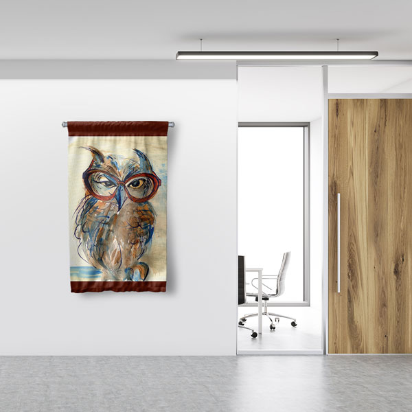 Gözlüklü Baykuş Temalı Dekoratif Duvar Flaması 8197