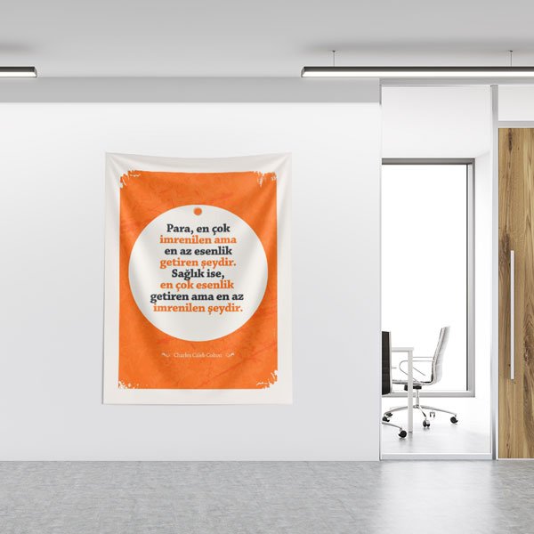 Charles Caleb Colton Sözü "Sağlık ve Para" Temalı Duvar Örtüsü 8490