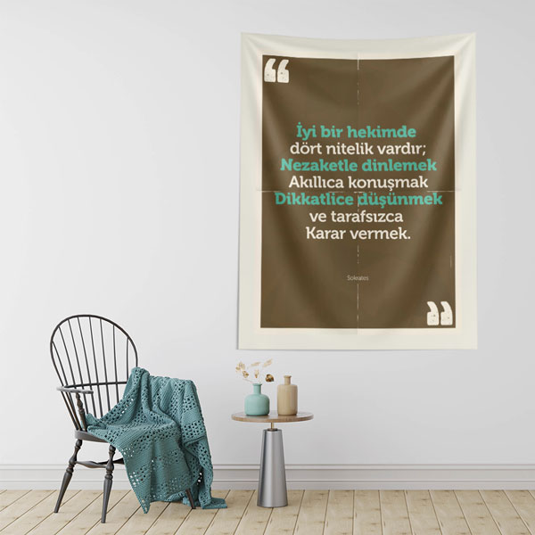 Sokrates Sözü "İyi Bir Hekimde Dört Nitelik" Duvar Örtüsü 8493