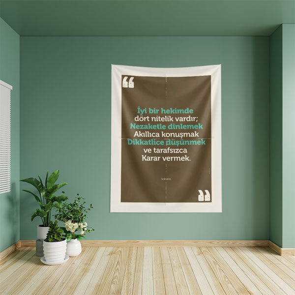 Sokrates Sözü "İyi Bir Hekimde Dört Nitelik" Duvar Örtüsü 8493