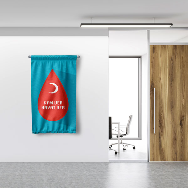 Kan Ver Hayat Ver Duvar Flaması (Hilal Sembollü) 8185