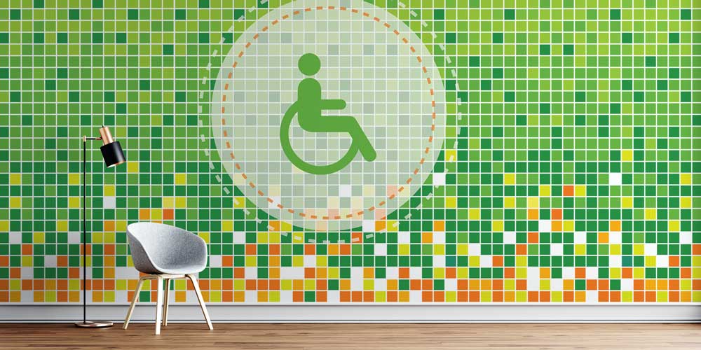 hastane-duvar-dekoru-2550-00 Mozaik Görünümlü Engelli Sembolü Duvar Kağıdı 2550