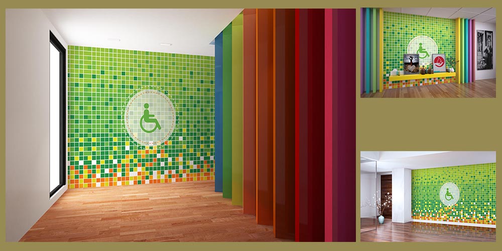Mozaik Görünümlü Engelli Sembolü Duvar Kağıdı 2550