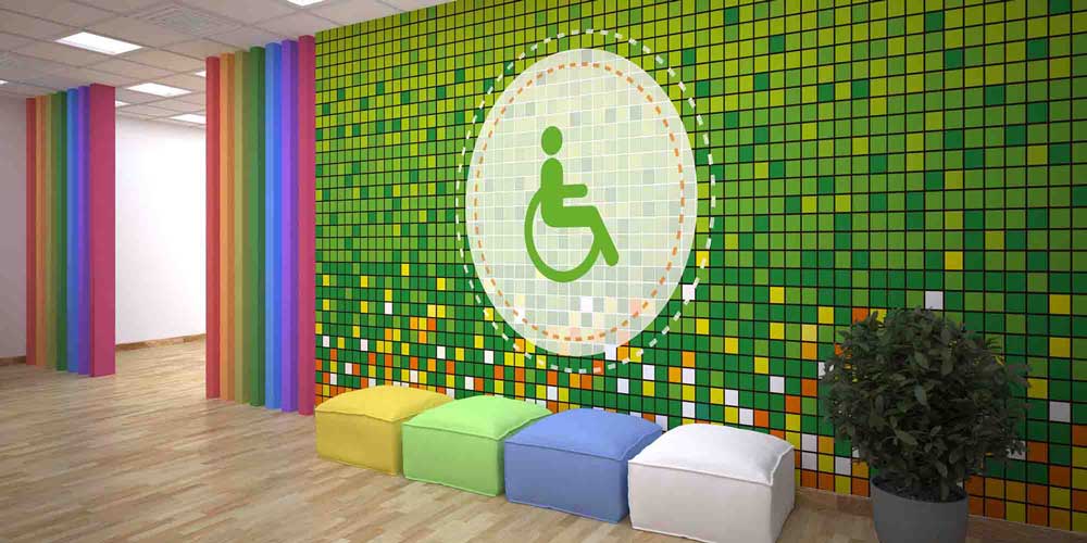 Mozaik Görünümlü Engelli Sembolü Duvar Kağıdı 2550