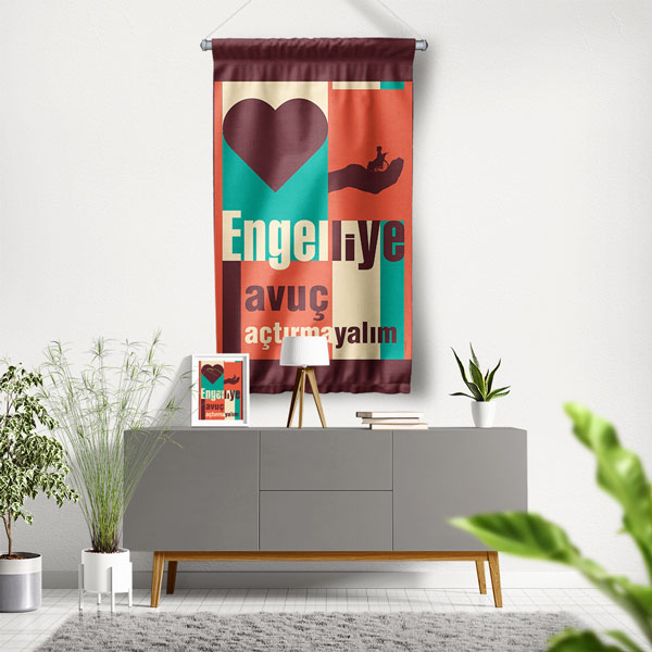 Engelliye Avuç Açtırmayalım Duvar Flaması 8191