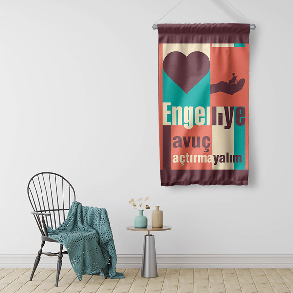 Engelliye Avuç Açtırmayalım Duvar Flaması 8191