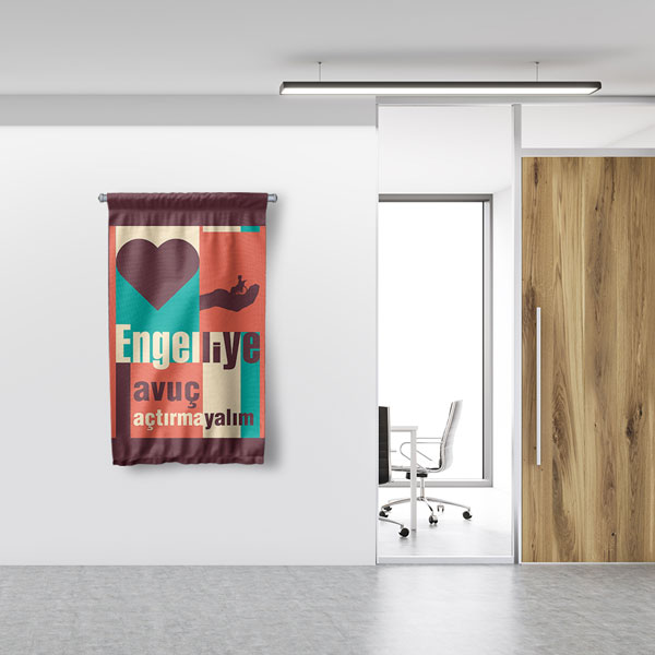 Engelliye Avuç Açtırmayalım Duvar Flaması 8191