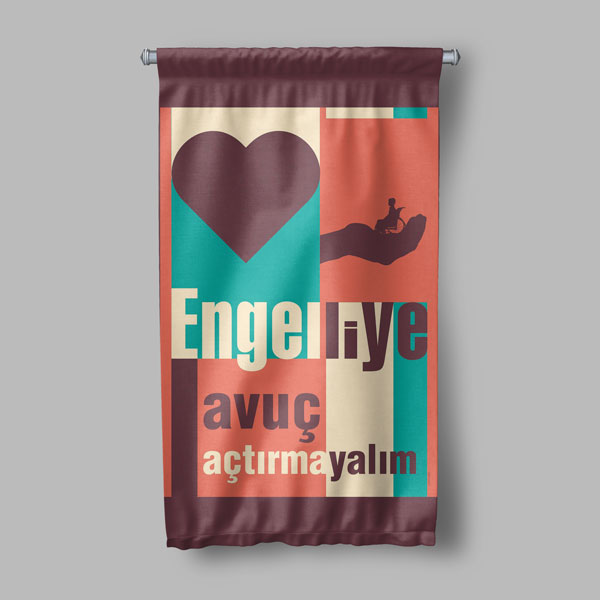 Engelliye Avuç Açtırmayalım Duvar Flaması 8191