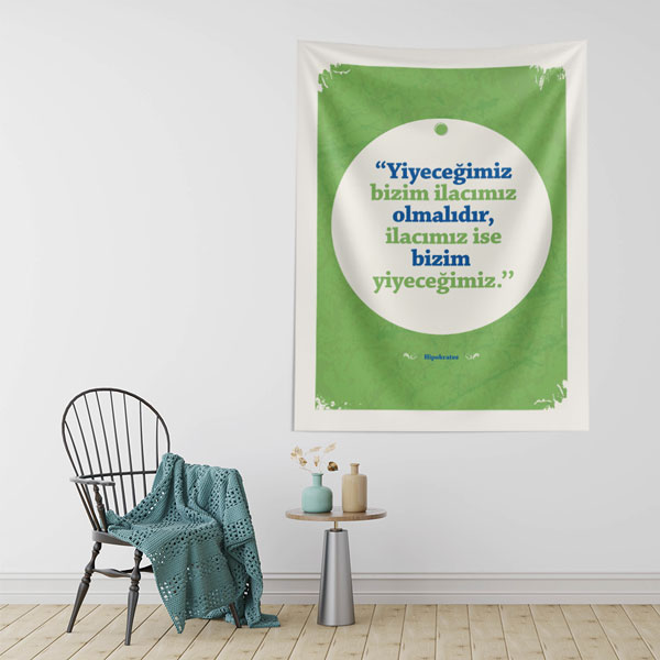 hastane-duvar-dekoru-8489-01 Hipokrat Sözü "Yiyeceğimiz İlacımızdır" Temalı Duvar Örtüsü 8489
