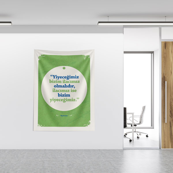 hastane-duvar-dekoru-8489-02 Hipokrat Sözü "Yiyeceğimiz İlacımızdır" Temalı Duvar Örtüsü 8489