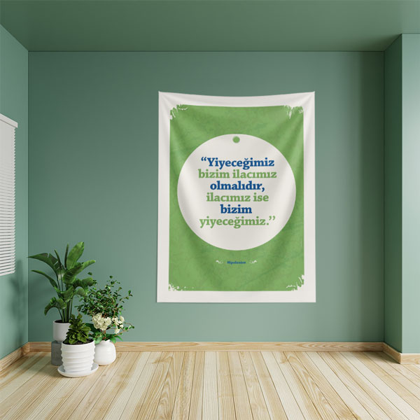 hastane-duvar-dekoru-8489-03 Hipokrat Sözü "Yiyeceğimiz İlacımızdır" Temalı Duvar Örtüsü 8489