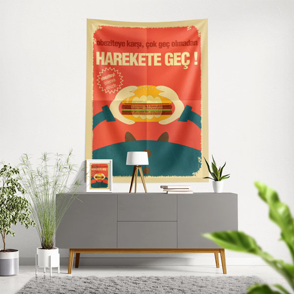 "Obeziteye Karşı Harekete Geç" Duvar Örtüsü 8496