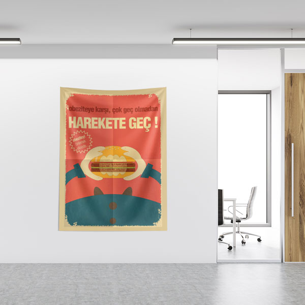 hastane-duvar-dekoru-8496-02 "Obeziteye Karşı Harekete Geç" Duvar Örtüsü 8496