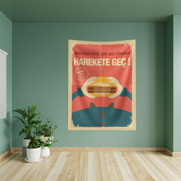 hastane-duvar-dekoru-8496-03 "Obeziteye Karşı Harekete Geç" Duvar Örtüsü 8496