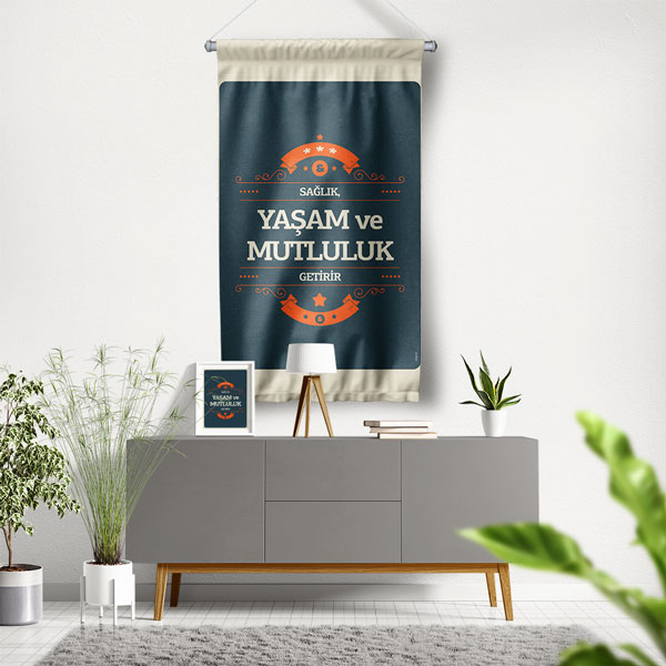 Sağlık Yaşam Mutluluk Duvar Flaması 8177