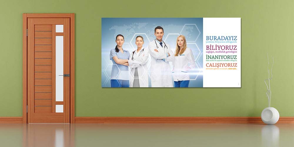 Global Sağlık Ekibi Motivasyon Panosu - Hastane Duvar Dekoru  1832