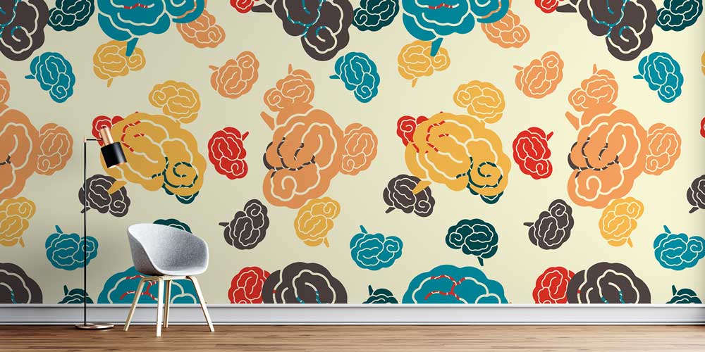 Renkli Beyin Desenli Duvar Kağıdı 2537