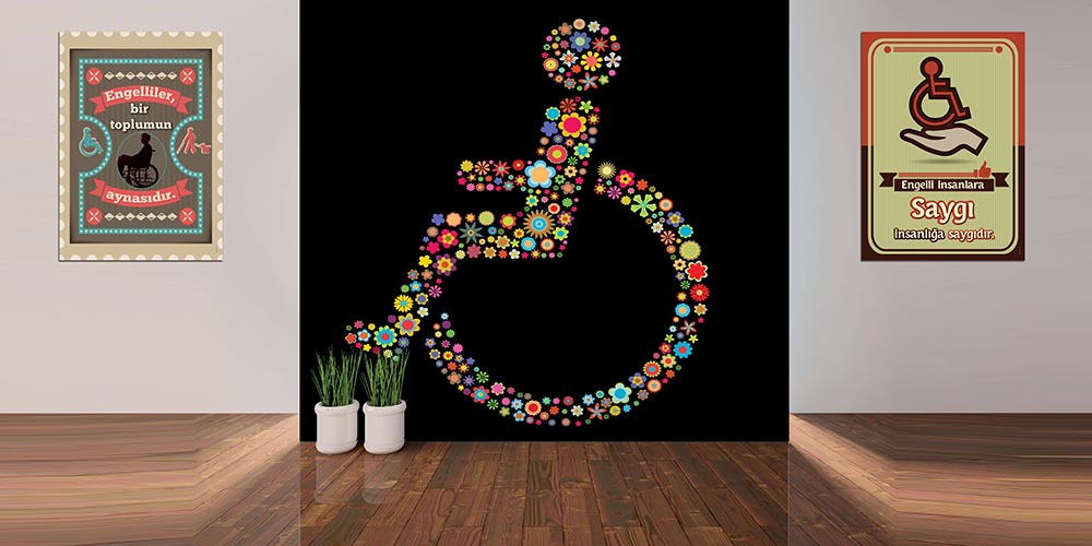 Çiçekli Engelli Sembolü Duvar Kağıdı 2547
