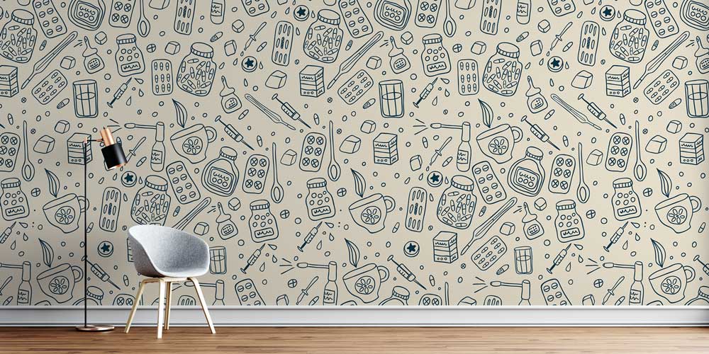 Tıbbi Malzeme Desenli Duvar Kağıdı 2570