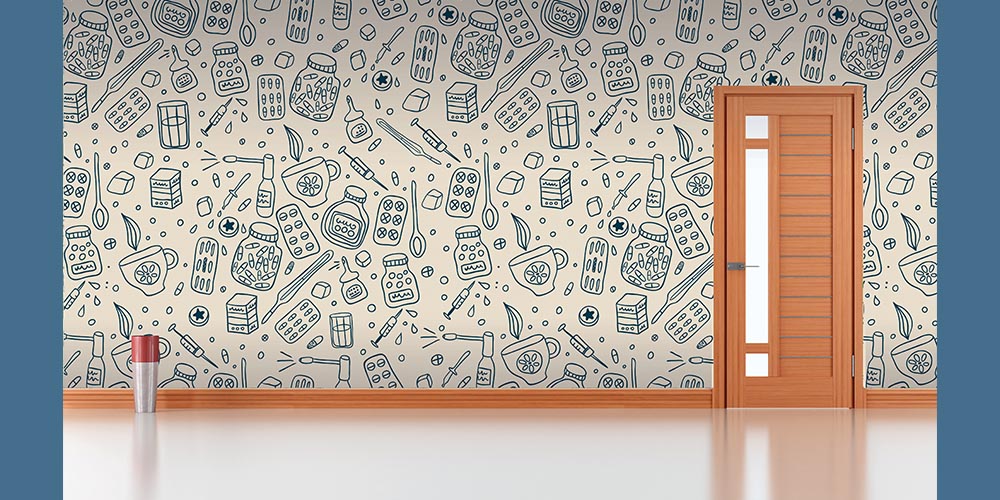 Tıbbi Malzeme Desenli Duvar Kağıdı 2570