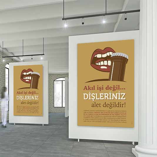 Dişleriniz Alet Değildir Uyarı Temalı Duvar Tablosu – 1331