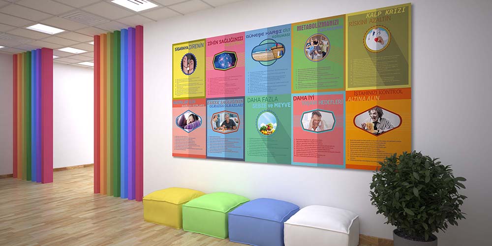 Sağlıklı Yaşam Temalı Hastane Duvar Dekoru  1405