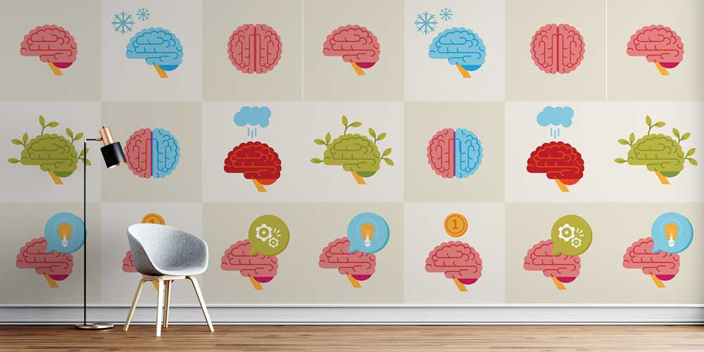 Sembolik Beyin Desenli Kareli Duvar Kaplaması 2540
