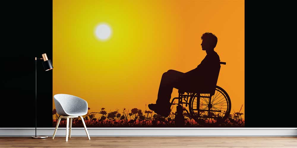 Gün Batımı Siluetli Engelli Birey Duvar Kağıdı 2548