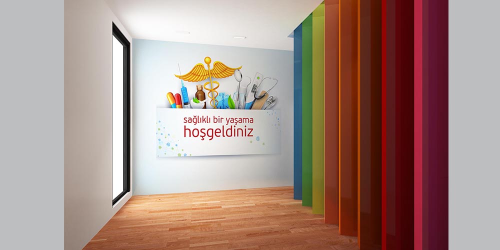 Medikal Semboller ve Hoş Geldiniz Yazılı Duvar Giydirme 2586