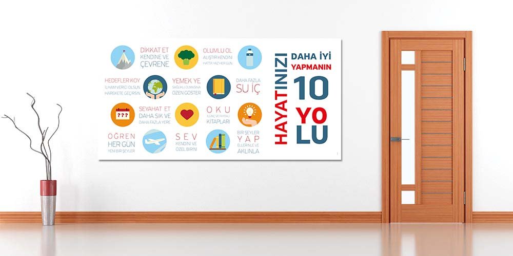 Hayatınızı Daha İyi Yapmanın 10 Yolu Temalı Hastane Duvar Dekoru  1841