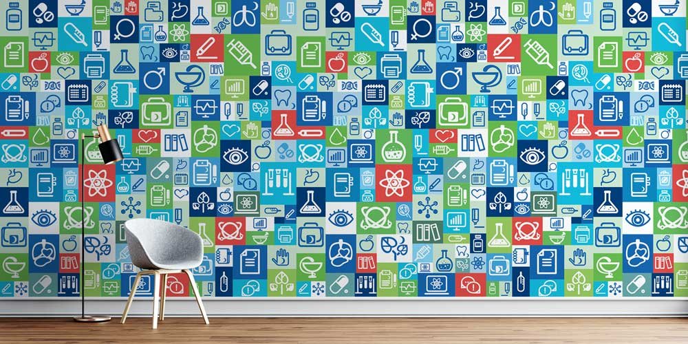 Çok Renkli Medikal İkon Mozaik Duvar Kağıdı 2591