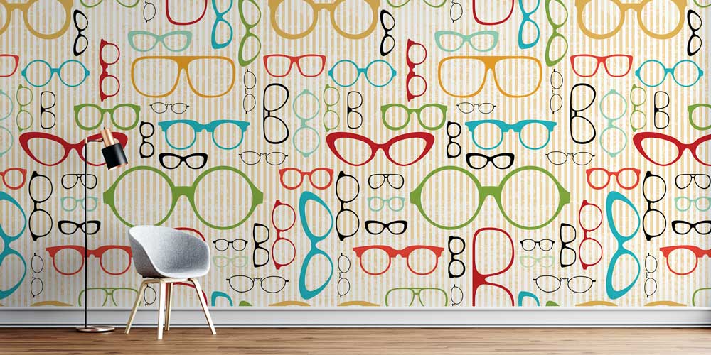 Renkli Gözlük Çerçeveleri Desenli Duvar Kağıdı 2604