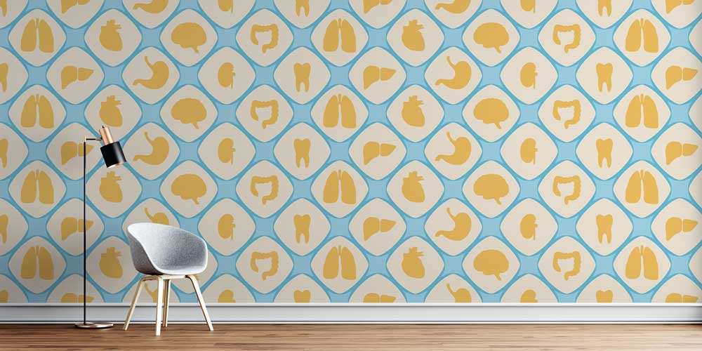 Organ İkon Desenli Medikal Duvar Kağıdı 2588