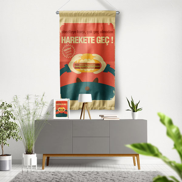 "Obeziteye Karşı Harekete Geç" Duvar Flaması 8184