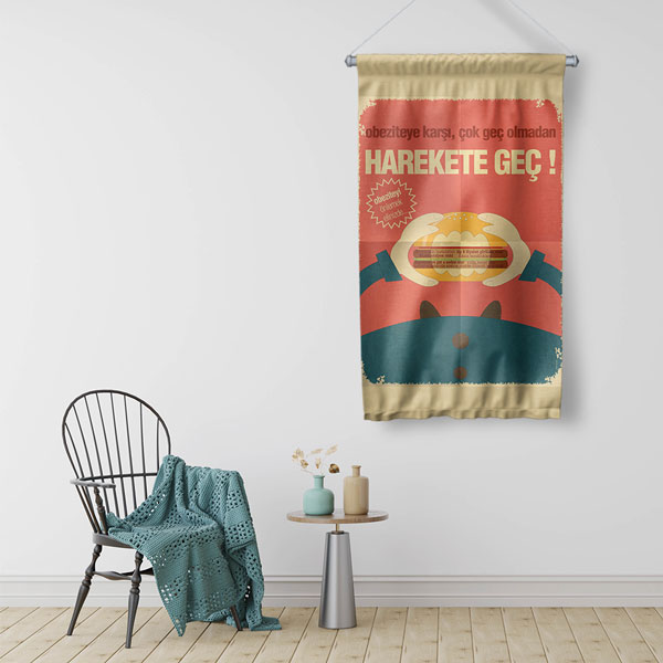 "Obeziteye Karşı Harekete Geç" Duvar Flaması 8184