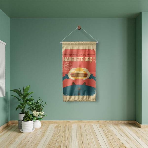 "Obeziteye Karşı Harekete Geç" Duvar Flaması 8184