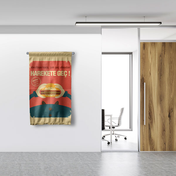 "Obeziteye Karşı Harekete Geç" Duvar Flaması 8184