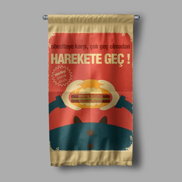 "Obeziteye Karşı Harekete Geç" Duvar Flaması 8184