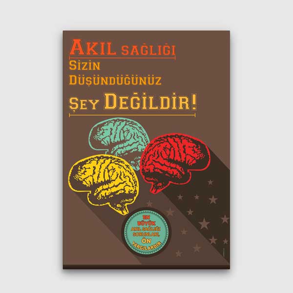 Akıl Sağlığı Temalı Retro Beyin Kanvas Tablo – 1241