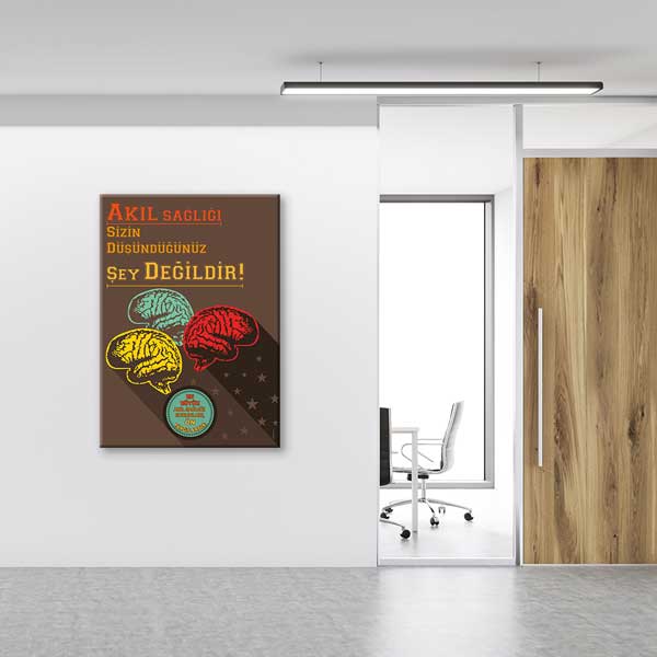 Akıl Sağlığı Temalı Retro Beyin Kanvas Tablo – 1241