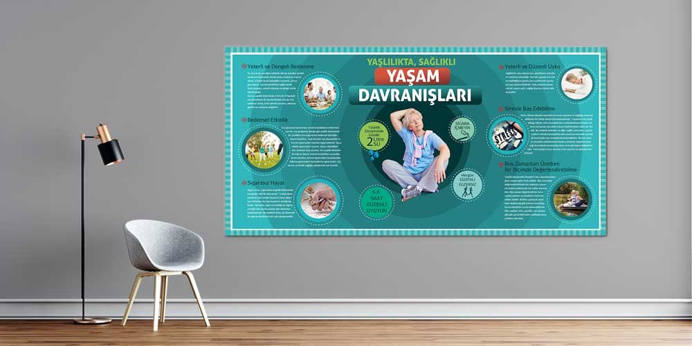 hastane-duvar-tablolari-1809-00 Yaşlılıkta Sağlıklı Yaşam Davranışları Posteri 1809