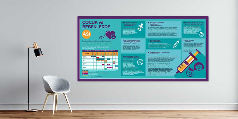 hastane-duvar-tablolari-1812-00 Çocuk ve Bebeklerde Aşı Tablosu Posteri 1812