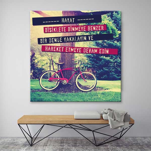 Hayat Bisiklet Temalı Motivasyonel Duvar Tablosu – 1824