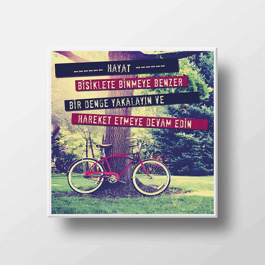 Hayat Bisiklet Temalı Motivasyonel Duvar Tablosu – 1824