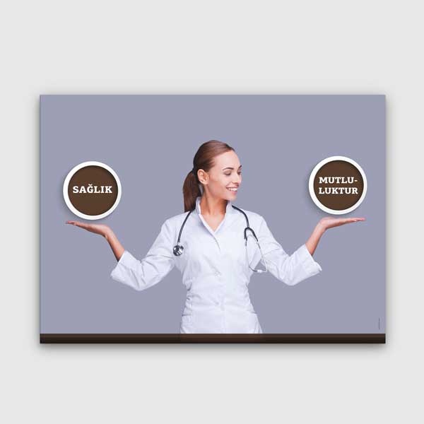 Sağlık Mutluluktur Temalı Doktor Görselli Duvar Tablosu – 1845