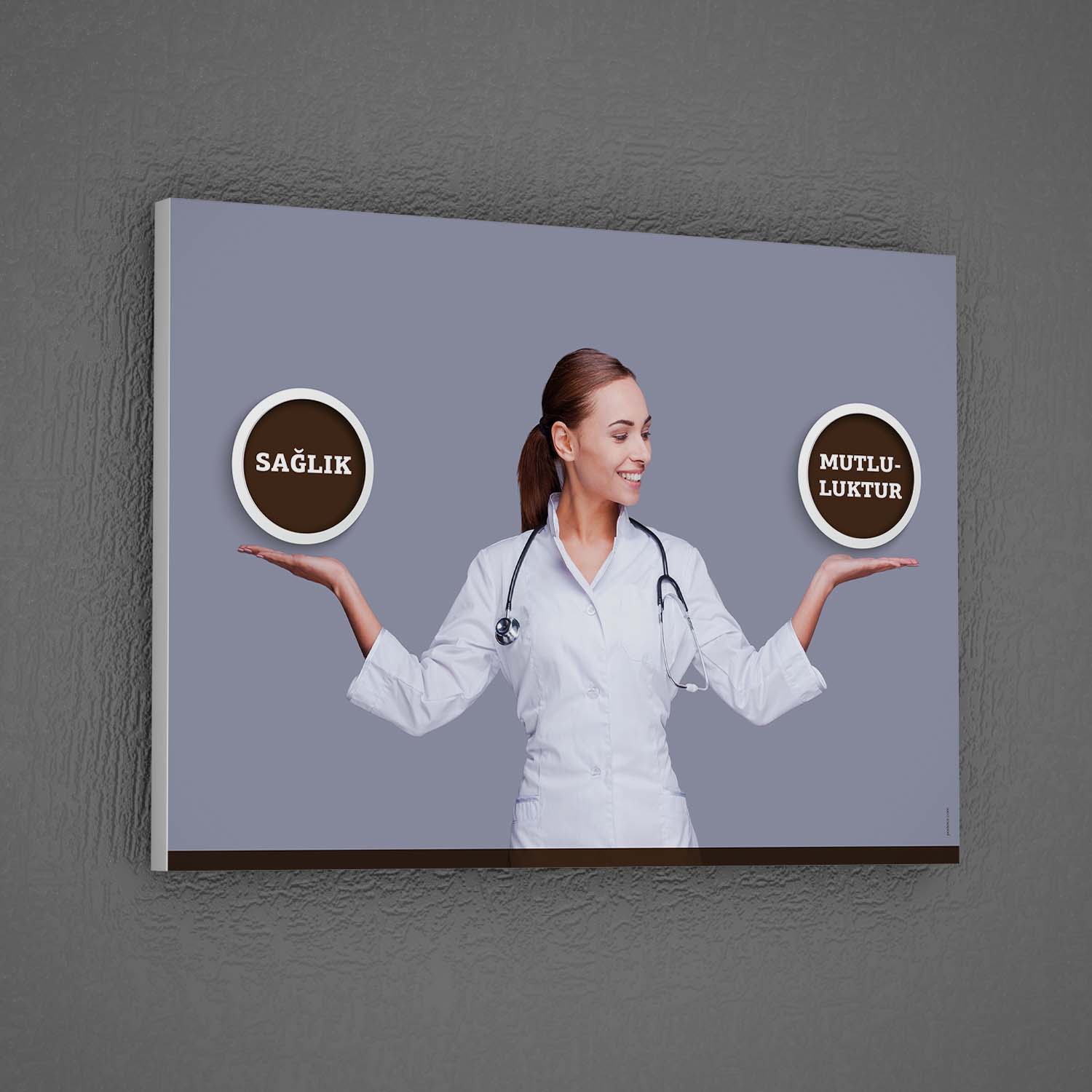 Sağlık Mutluluktur Temalı Doktor Görselli Duvar Tablosu – 1845