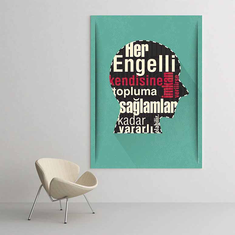 hastane-duvar-tablosu-4023-03 "Her Engelli, Topluma Yararlı Olabilir" Temalı Duvar Tablosu – 4023