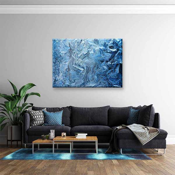 Buz Kristali Dokulu Soyut Mavi Kanvas Tablo 2155